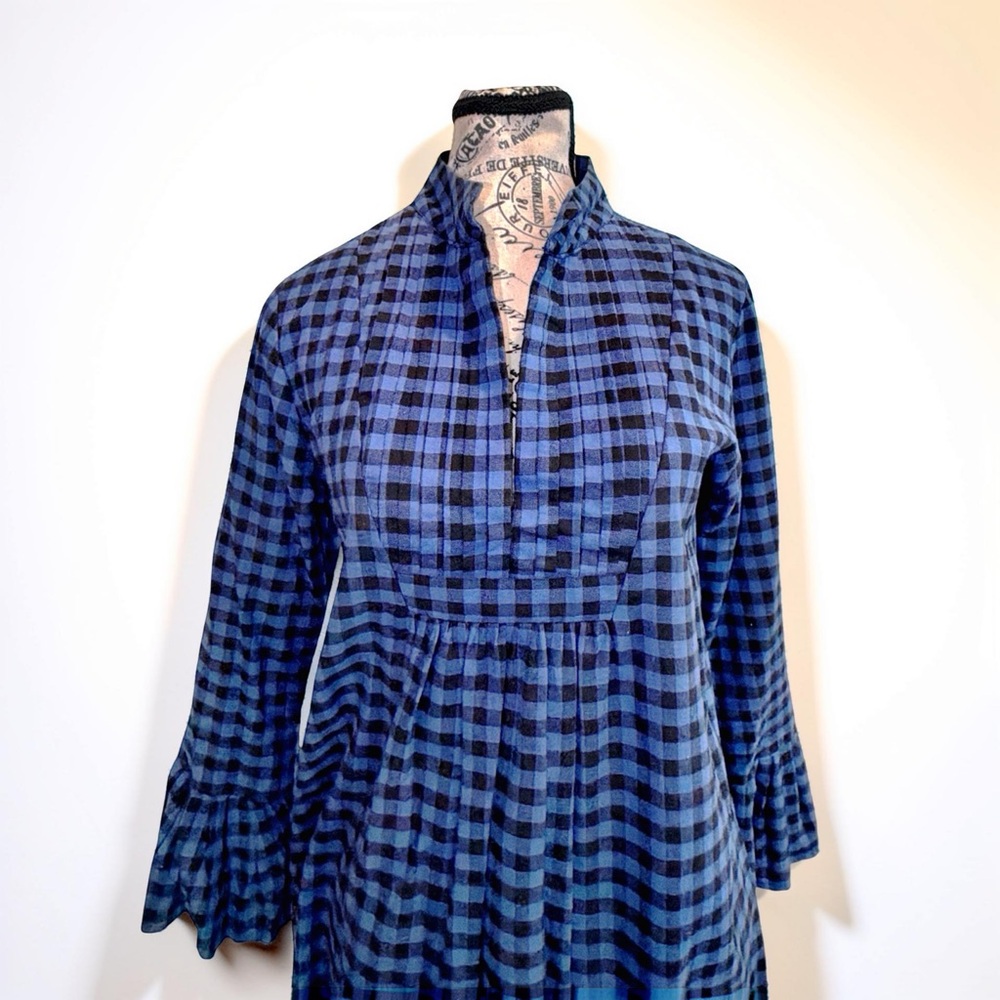 Bell Buffalo Check Dress | Size 6 | High Neck Prairie Empire | Classic - Picture 5 of 12